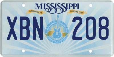 MS license plate XBN208