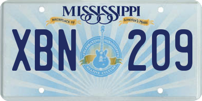 MS license plate XBN209