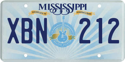 MS license plate XBN212
