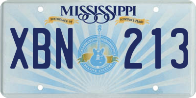 MS license plate XBN213