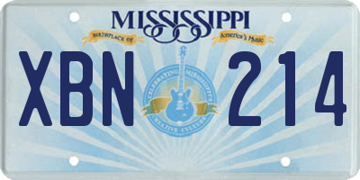 MS license plate XBN214