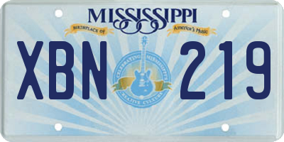 MS license plate XBN219