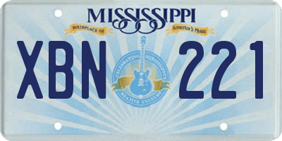 MS license plate XBN221