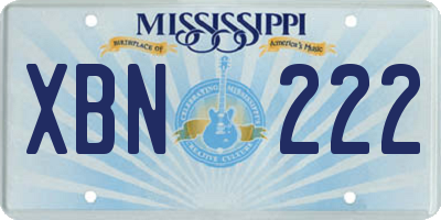 MS license plate XBN222