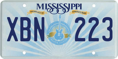 MS license plate XBN223