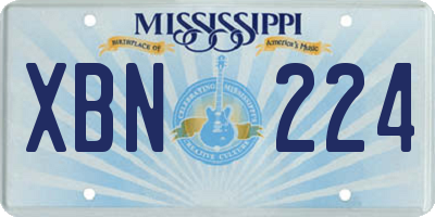 MS license plate XBN224