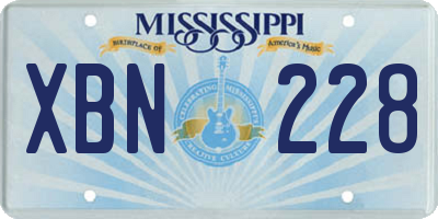 MS license plate XBN228