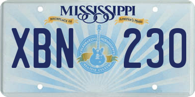 MS license plate XBN230