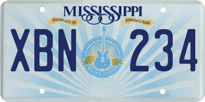 MS license plate XBN234