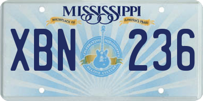 MS license plate XBN236