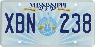 MS license plate XBN238