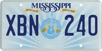 MS license plate XBN240