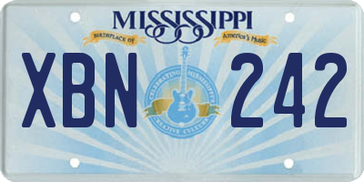 MS license plate XBN242
