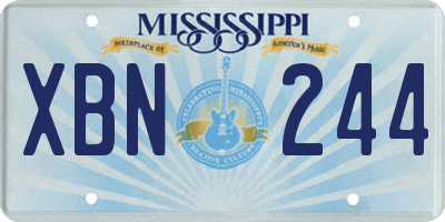 MS license plate XBN244