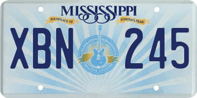 MS license plate XBN245
