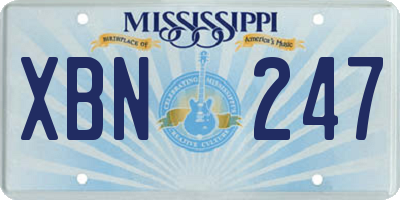 MS license plate XBN247