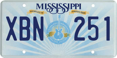 MS license plate XBN251