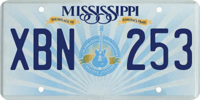 MS license plate XBN253