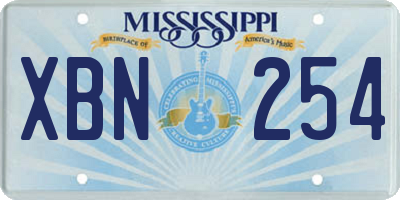 MS license plate XBN254