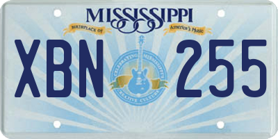 MS license plate XBN255