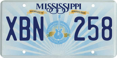 MS license plate XBN258