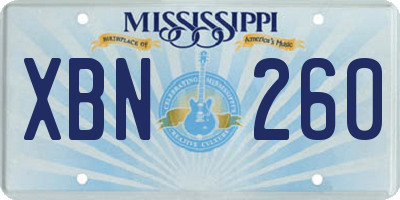 MS license plate XBN260