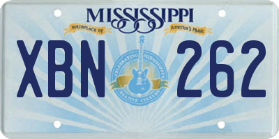 MS license plate XBN262