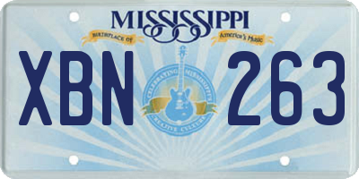 MS license plate XBN263