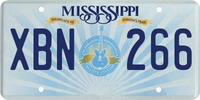 MS license plate XBN266