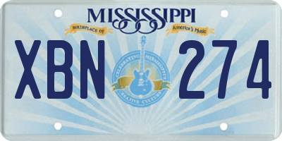 MS license plate XBN274