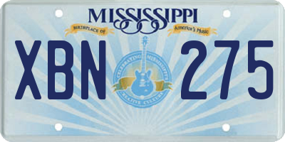 MS license plate XBN275