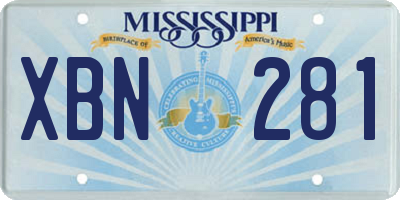 MS license plate XBN281