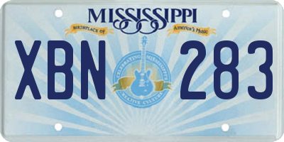 MS license plate XBN283