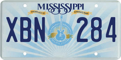 MS license plate XBN284