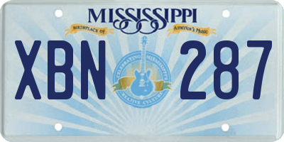 MS license plate XBN287