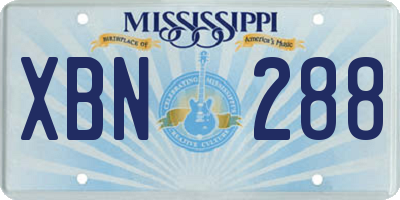 MS license plate XBN288