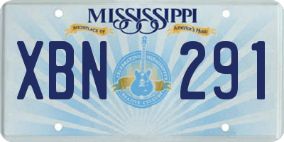 MS license plate XBN291