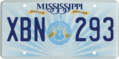 MS license plate XBN293
