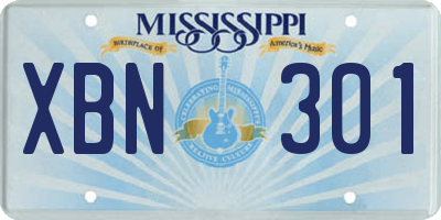 MS license plate XBN301