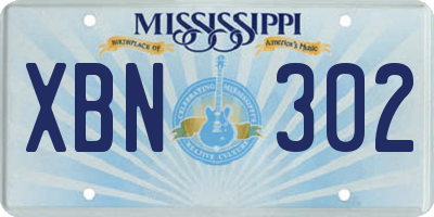 MS license plate XBN302