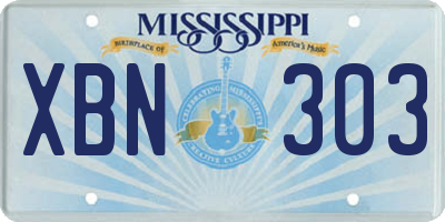 MS license plate XBN303