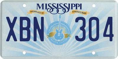 MS license plate XBN304