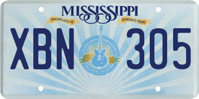 MS license plate XBN305
