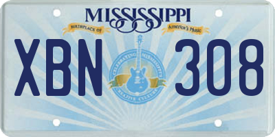 MS license plate XBN308