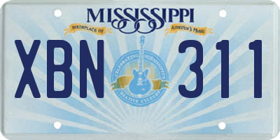 MS license plate XBN311