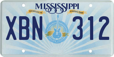 MS license plate XBN312