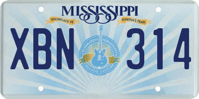 MS license plate XBN314