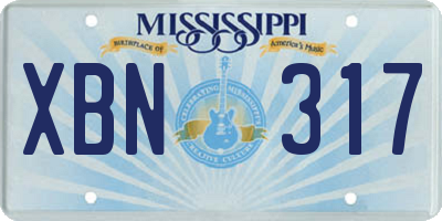 MS license plate XBN317