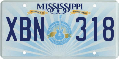 MS license plate XBN318