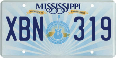 MS license plate XBN319